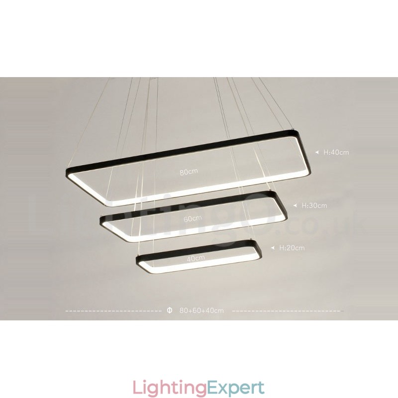 Dimmable Pendant Light with Remote Control Modern Design Three Rectangles
