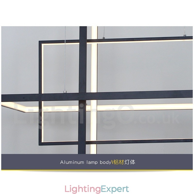 Dimmable Pendant Light with Remote Control Modern Design Three Rectangles