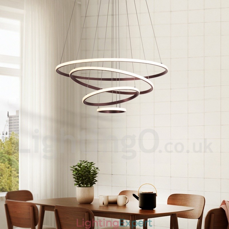 Dimmable Outside the Circles Light Pendant Light with Remote Control Modern Design Rings