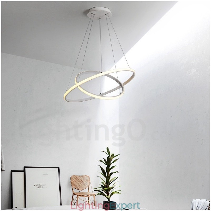 Dimmable Outside the Circles Light Pendant Light with Remote Control Modern Design Rings