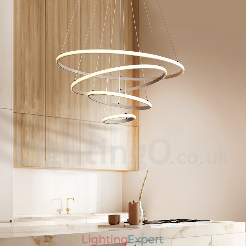 Dimmable Outside the Circles Light Pendant Light with Remote Control Modern Design Rings