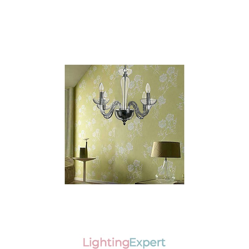 4 Light Crystal Pendant Light in Candle Lamp Bulb