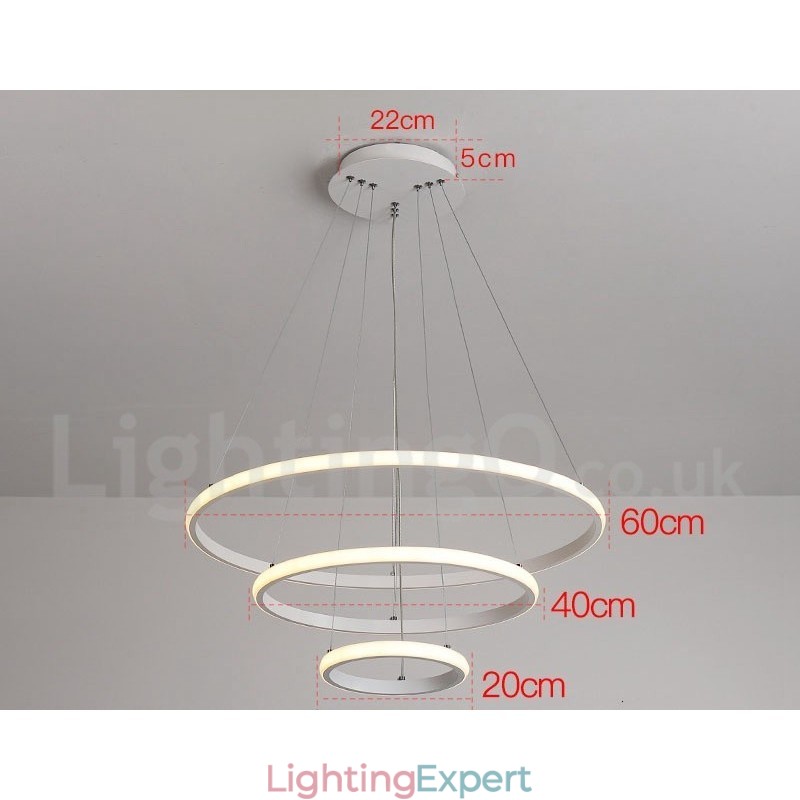 Dimmable Outside the Circles Light Pendant Light with Remote Control Modern Design Rings
