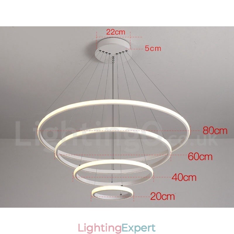 Dimmable Outside the Circles Light Pendant Light with Remote Control Modern Design Rings
