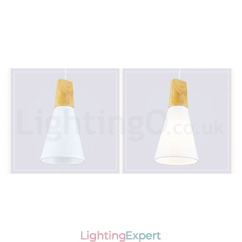 Wood Modern 1 Light 3 Lights Pendant Light with Fabric Shade