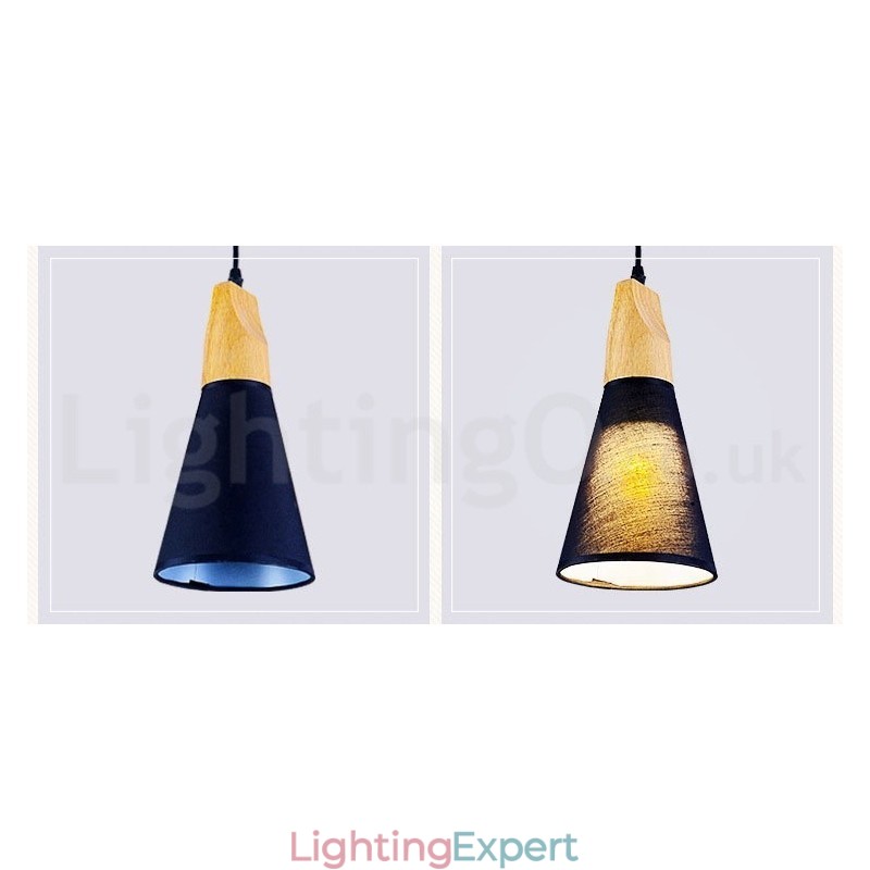Wood Modern 1 Light 3 Lights Pendant Light with Fabric Shade