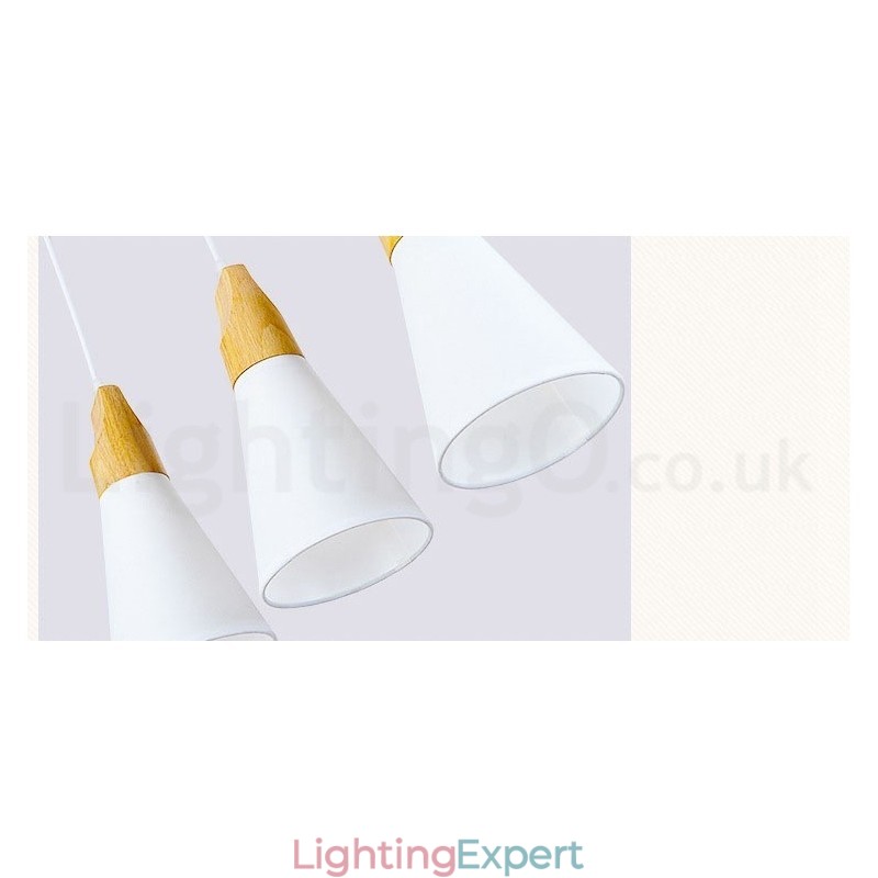 Wood Modern 1 Light 3 Lights Pendant Light with Fabric Shade