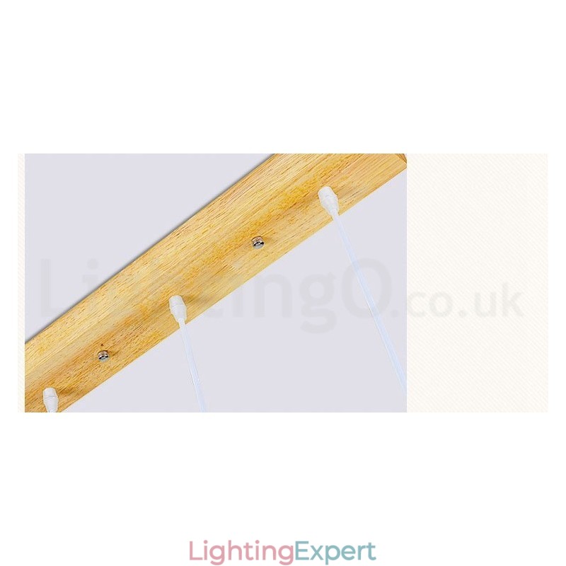 Wood Modern 1 Light 3 Lights Pendant Light with Fabric Shade