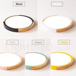 Ultra thin Multi Colour Round Wood Ceiling Lamp Solid Wood Acrylic Shade Ceiling Lamp Nordic Style