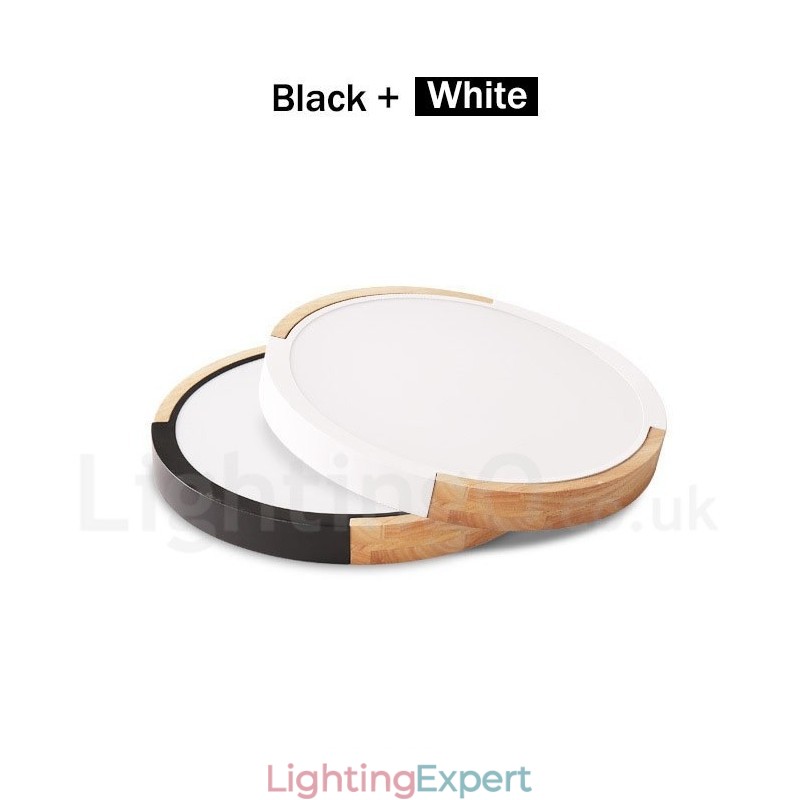 Ultra thin Multi Colour Round Wood Ceiling Lamp Solid Wood Acrylic Shade Ceiling Lamp Nordic Style