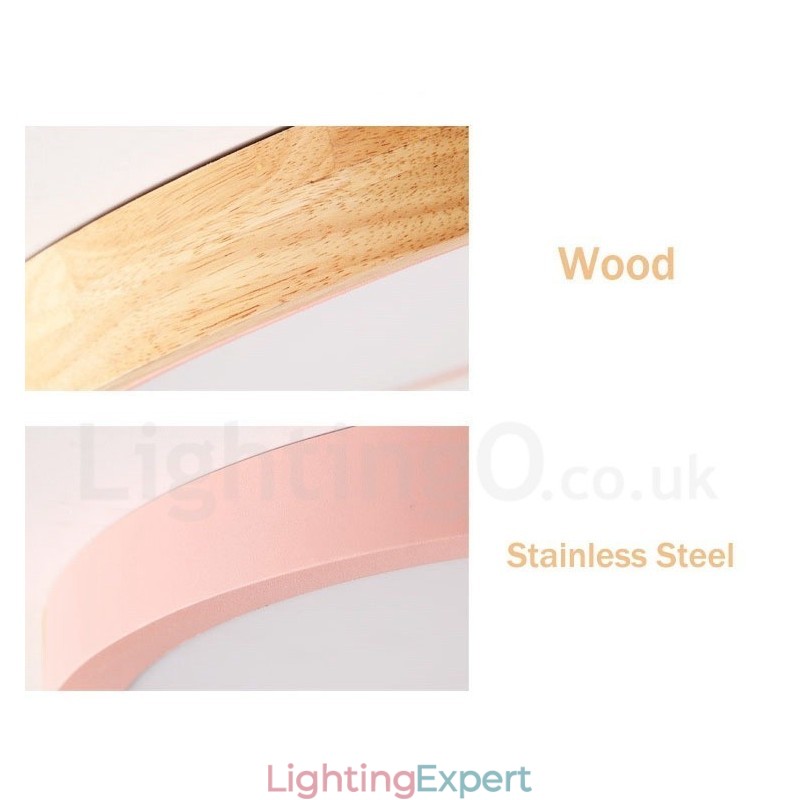 Ultra thin Multi Colour Round Wood Ceiling Lamp Solid Wood Acrylic Shade Ceiling Lamp Nordic Style