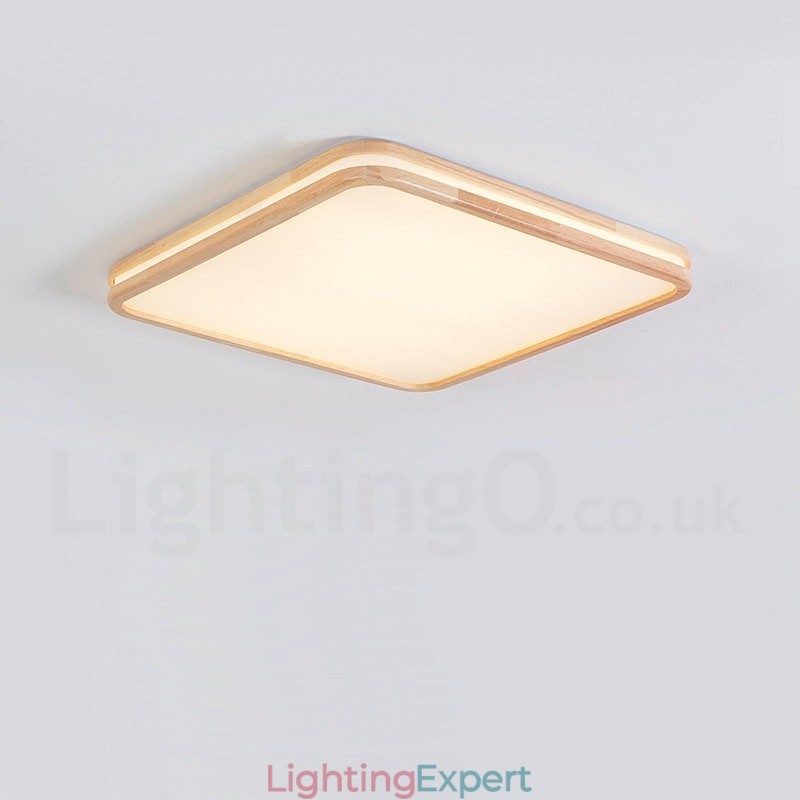 Ultra thin Round Square Rectangle Wood Ceiling Lamp Solid Wood Acrylic Shade Ceiling Lamp Nordic Style