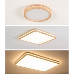 Ultra thin Round Square Rectangle Wood Ceiling Lamp Solid Wood Acrylic Shade Ceiling Lamp Nordic Style