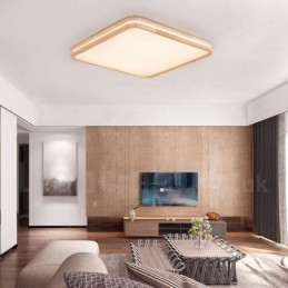 Ultra thin Round Square Rectangle Wood Ceiling Lamp Solid Wood Acrylic Shade Ceiling Lamp Nordic Style