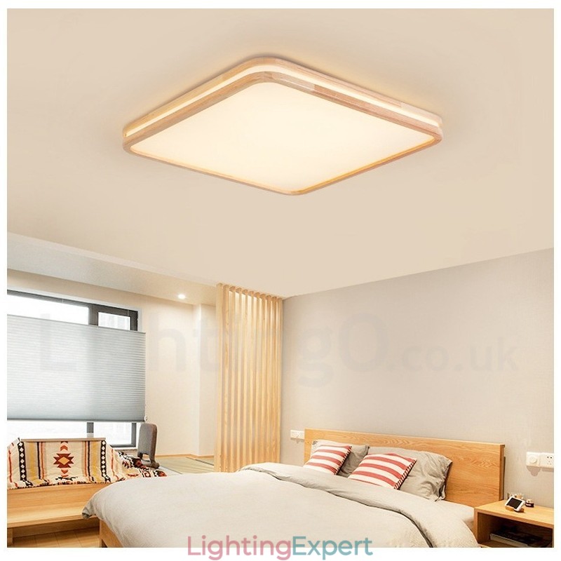 Ultra thin Round Square Rectangle Wood Ceiling Lamp Solid Wood Acrylic Shade Ceiling Lamp Nordic Style