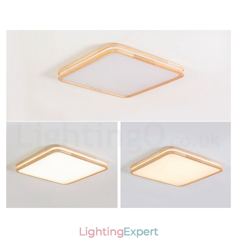 Ultra thin Round Square Rectangle Wood Ceiling Lamp Solid Wood Acrylic Shade Ceiling Lamp Nordic Style