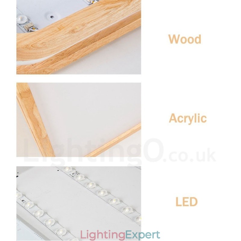 Ultra thin Round Square Rectangle Wood Ceiling Lamp Solid Wood Acrylic Shade Ceiling Lamp Nordic Style