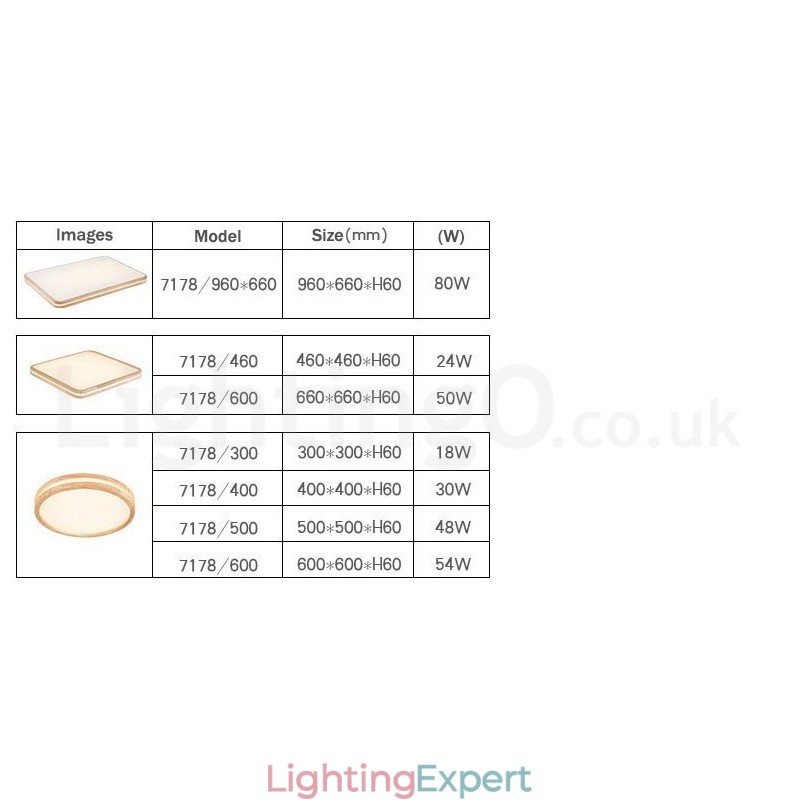 Ultra thin Round Square Rectangle Wood Ceiling Lamp Solid Wood Acrylic Shade Ceiling Lamp Nordic Style