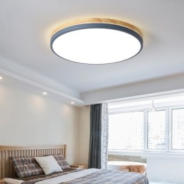 Dimmable Ultra thin Multi Colours Round Wood Ceiling Light with Acrylic Shade Ceiling Lamp Nordic Style