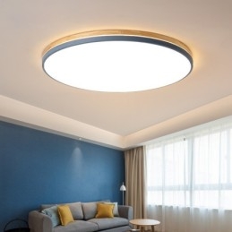Dimmable Ultra thin Multi Colours Round Wood Ceiling Light with Acrylic Shade Ceiling Lamp Nordic Style