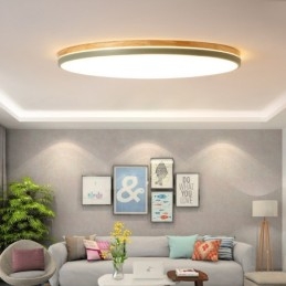 Dimmable Ultra thin Multi Colours Round Wood Ceiling Light with Acrylic Shade Ceiling Lamp Nordic Style