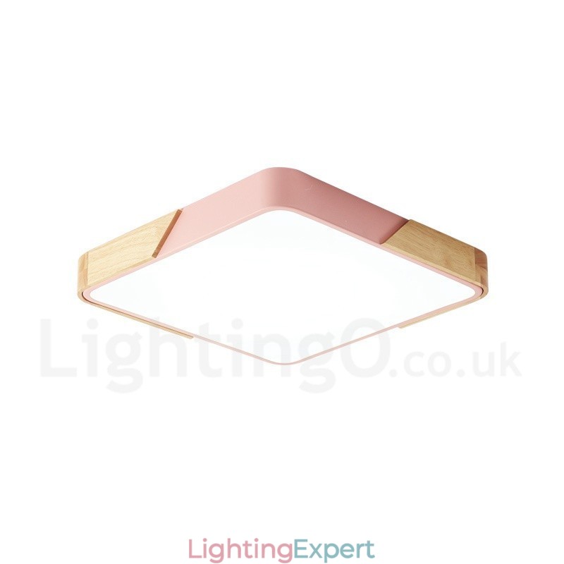 Dimmable Ultra thin Multi Colours Square Wood Ceiling Light with Acrylic Shade Ceiling Lamp Nordic Style