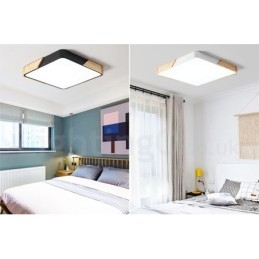Dimmable Ultra thin Multi Colours Square Wood Ceiling Light with Acrylic Shade Ceiling Lamp Nordic Style