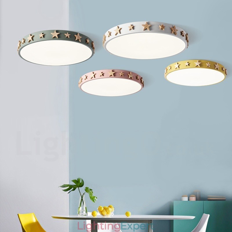 Dimmable Ultra thin Multi Colours Circular Wood Ceiling Light with Acrylic Shade Ceiling Lamp Nordic Style