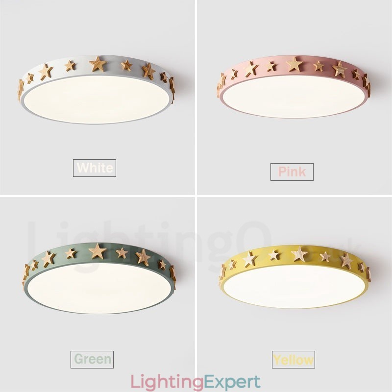 Dimmable Ultra thin Multi Colours Circular Wood Ceiling Light with Acrylic Shade Ceiling Lamp Nordic Style