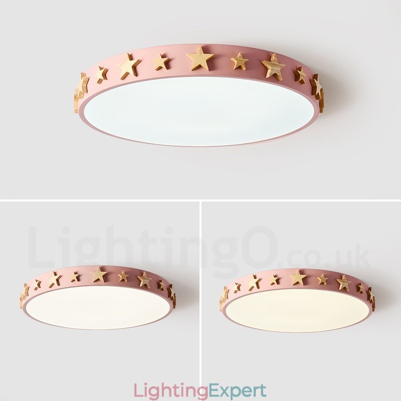Dimmable Ultra thin Multi Colours Circular Wood Ceiling Light with Acrylic Shade Ceiling Lamp Nordic Style