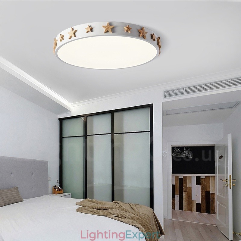 Dimmable Ultra thin Multi Colours Circular Wood Ceiling Light with Acrylic Shade Ceiling Lamp Nordic Style
