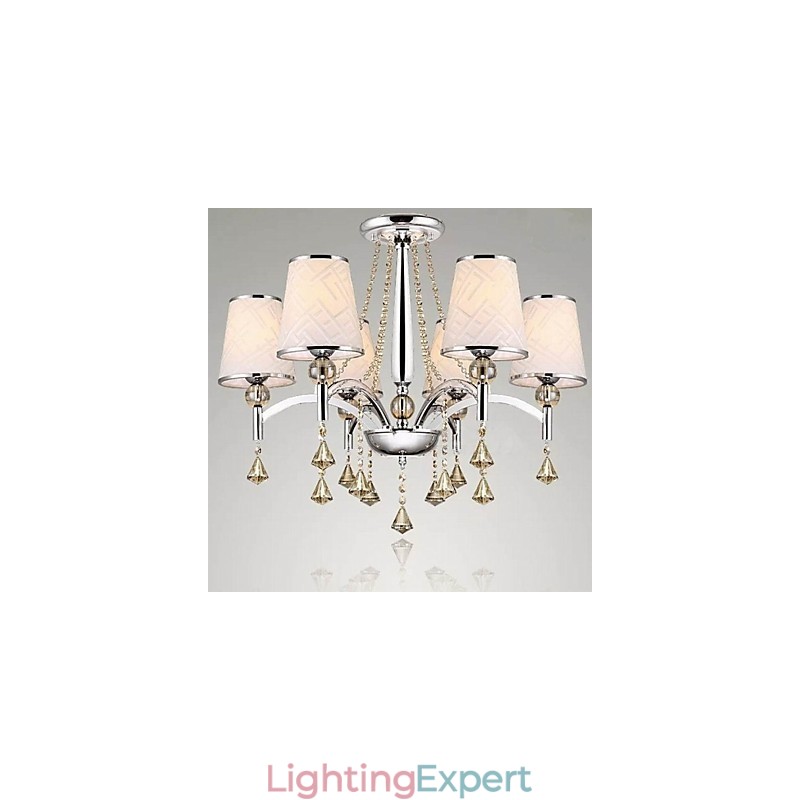 Modern Contemporary Crystal Chrome Metal Chandelier