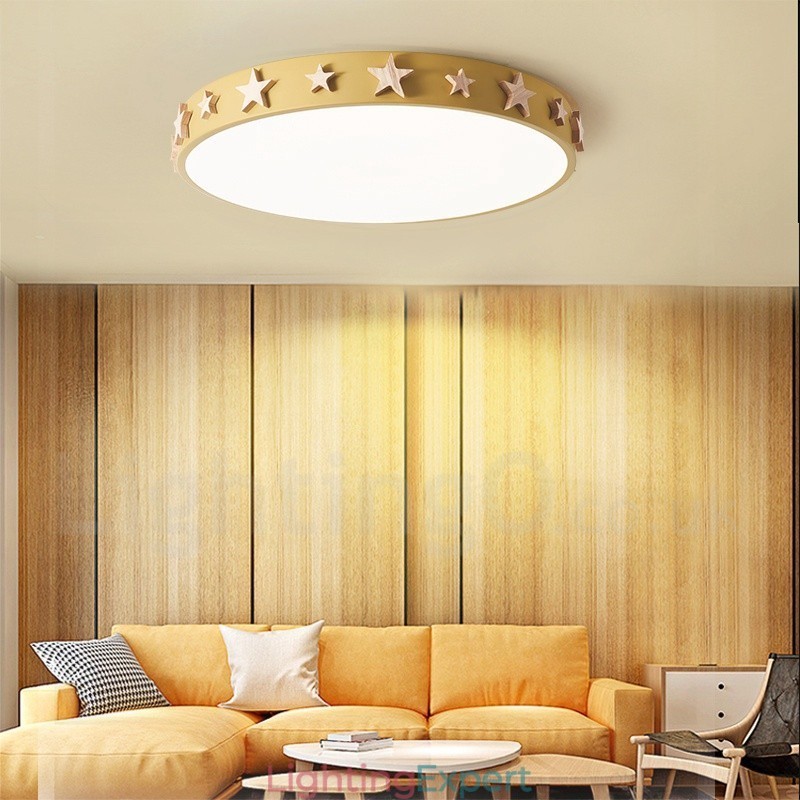 Dimmable Ultra thin Multi Colours Circular Wood Ceiling Light with Acrylic Shade Ceiling Lamp Nordic Style