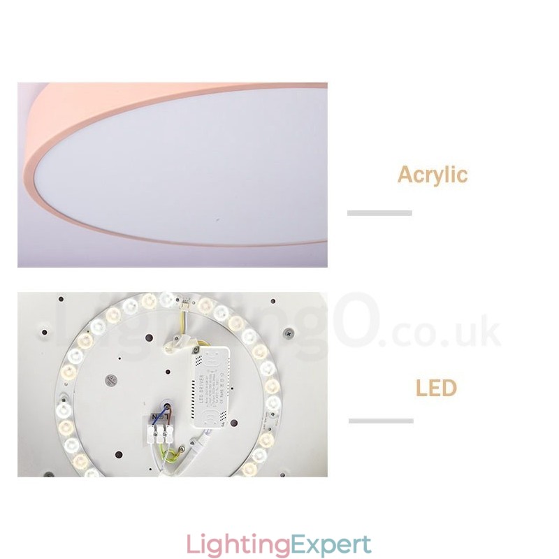 Dimmable Ultra thin Multi Colours Circular Wood Ceiling Light with Acrylic Shade Ceiling Lamp Nordic Style