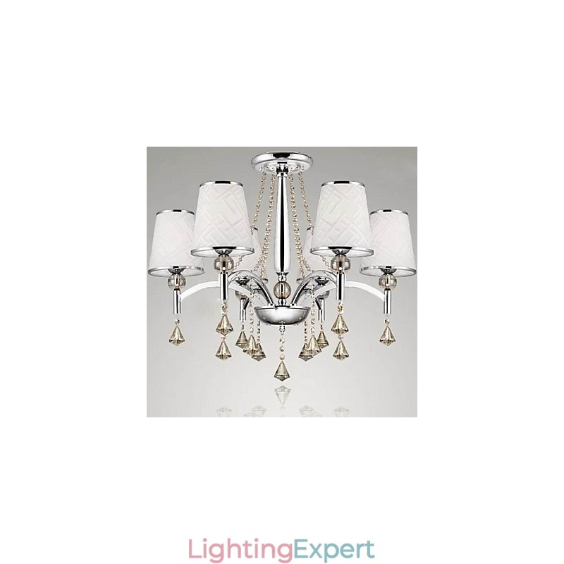 Modern Contemporary Crystal Chrome Metal Chandelier