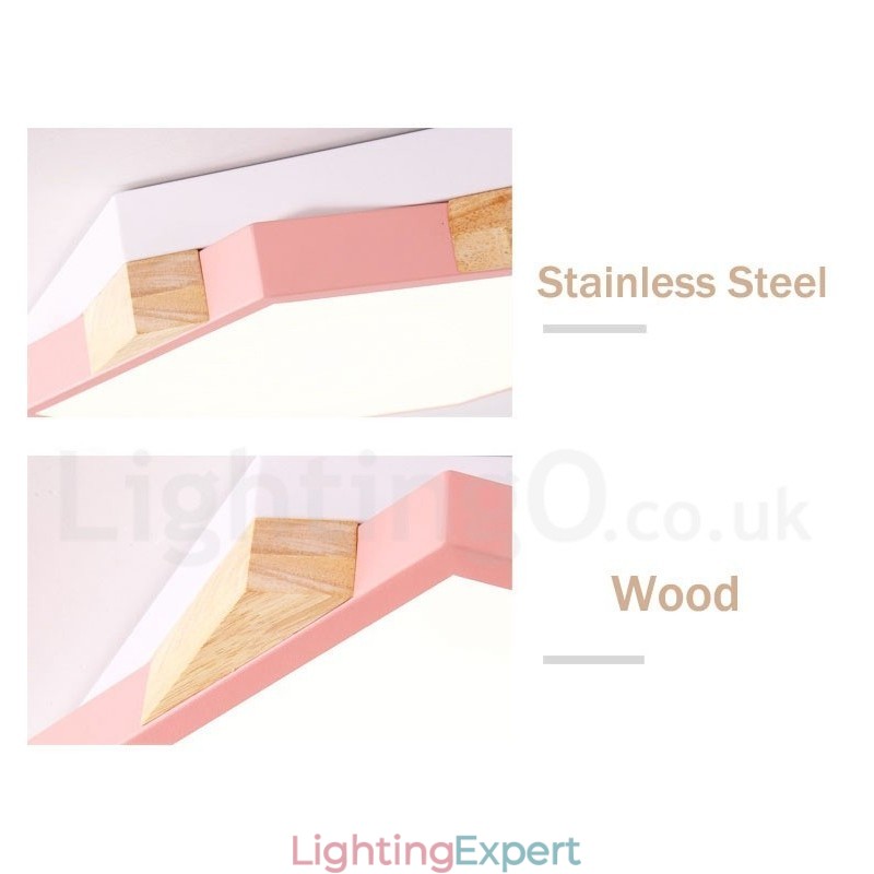 Dimmable Multi Colours Hexagon Wood Ceiling Light with Acrylic Shade Ceiling Lamp Nordic Style