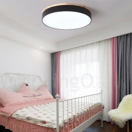 Dimmable Multi Colours Circular Wood Ceiling Light with Acrylic Shade Ceiling Lamp Nordic Style