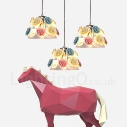 Multi Colours Flower Macaron Ceiling Pendant Light with Glass Shade Pendant Lamp