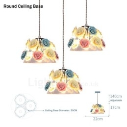 Multi Colours Flower Macaron Ceiling Pendant Light with Glass Shade Pendant Lamp