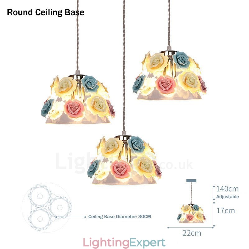 Multi Colours Flower Macaron Ceiling Pendant Light with Glass Shade Pendant Lamp