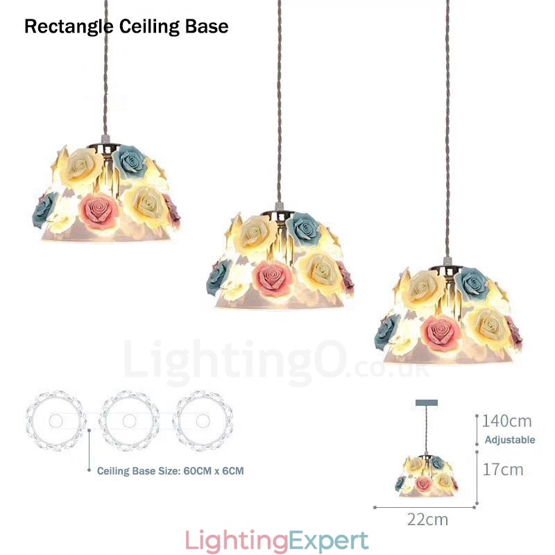 Multi Colours Flower Macaron Ceiling Pendant Light with Glass Shade Pendant Lamp