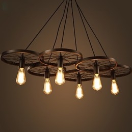 Lighting Industrial Loft Style Wrought Iron Chandelier Cafe Wheel Chandelier