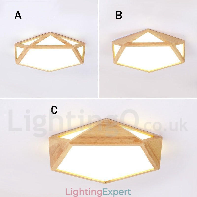 Dimmable Multi Styles Wood Ceiling Light with Acrylic Shade Ceiling Lamp Nordic Style