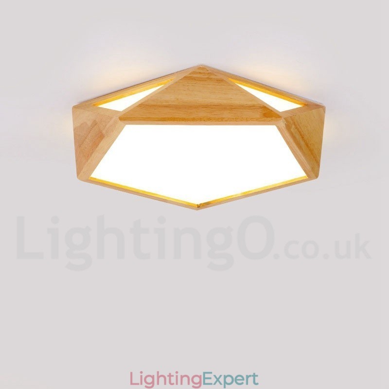 Dimmable Multi Styles Wood Ceiling Light with Acrylic Shade Ceiling Lamp Nordic Style