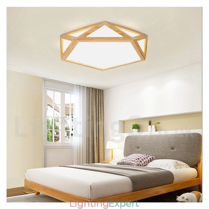 Dimmable Multi Styles Wood Ceiling Light with Acrylic Shade Ceiling Lamp Nordic Style
