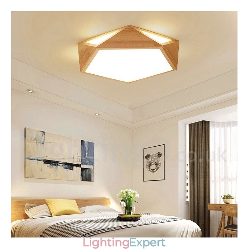 Dimmable Multi Styles Wood Ceiling Light with Acrylic Shade Ceiling Lamp Nordic Style