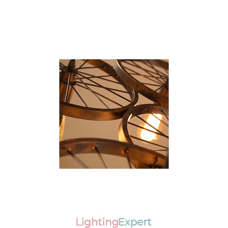 Lighting Industrial Loft Style Wrought Iron Chandelier Cafe Wheel Chandelier