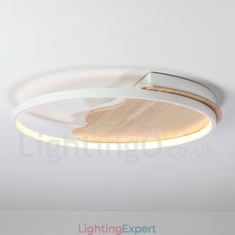 Dimmable White Cloud Round Wood Ceiling Light Ultrathin Ceiling Lamp Also Can Be Used As Wall Light