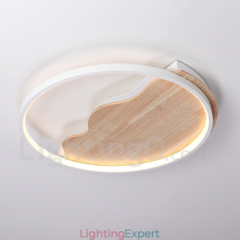 Dimmable White Cloud Round Wood Ceiling Light Ultrathin Ceiling Lamp Also Can Be Used As Wall Light