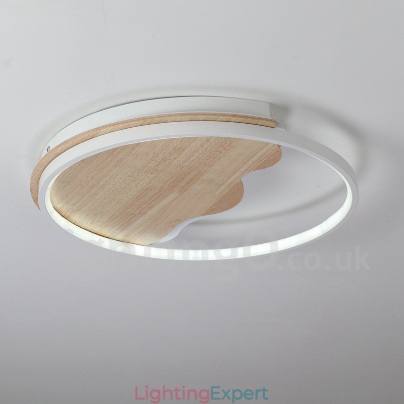 Dimmable White Cloud Round Wood Ceiling Light Ultrathin Ceiling Lamp Also Can Be Used As Wall Light
